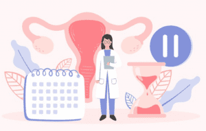 cartoon of a doctor and uterus