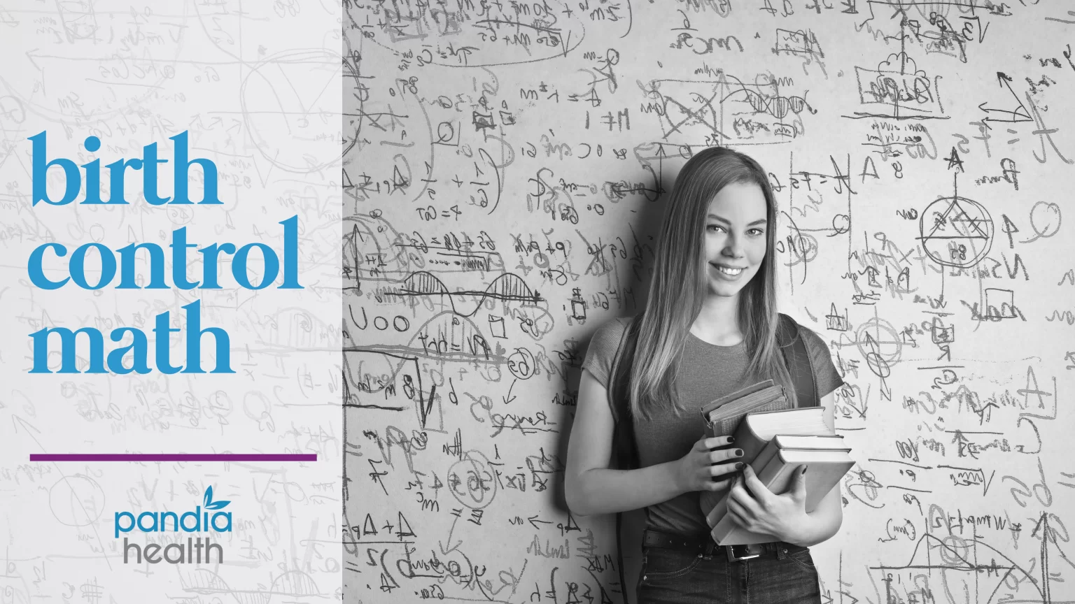 Girl holding textbooks standing in front of white board with math equations. blog header image