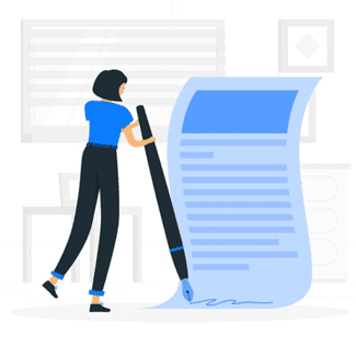 illustration of a woman taking notes