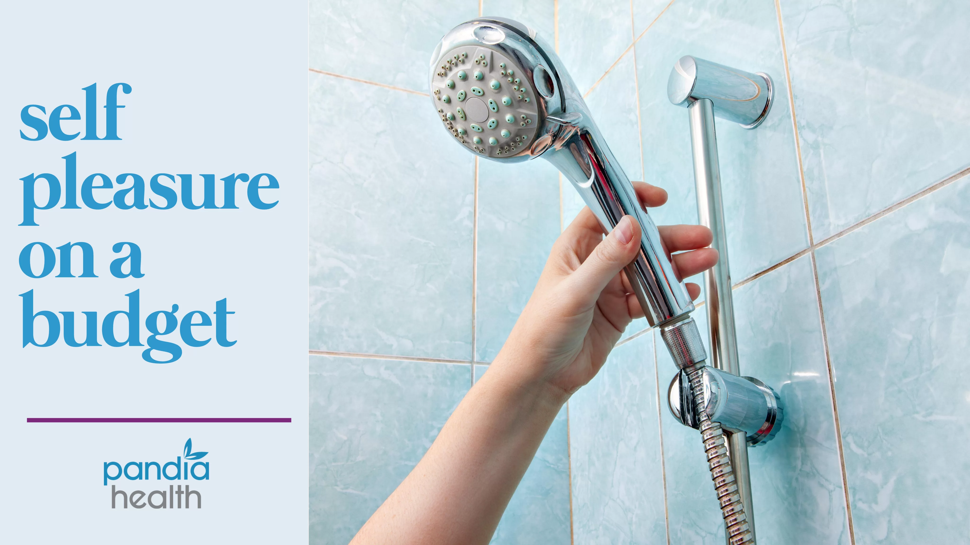 hand holding a movable shower head with water running