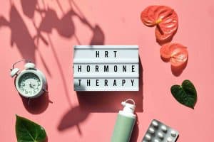 Text HRT Replacement Therapy on light box